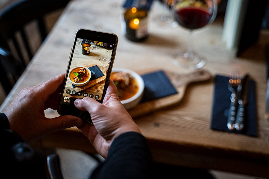 Taking pictures of a beautiful dish with the phone